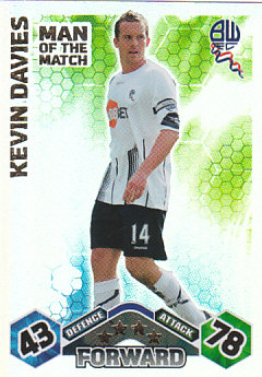 Kevin Davies Bolton Wanderers 2009/10 Topps Match Attax Man of the Match #377